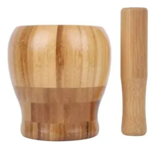 Generic Mortero Madera Bambu 11x12cm C/pilon En Madera Bambu 1