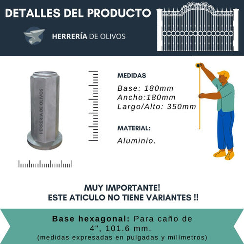 Base Para Caño De 4'' - Adornos Para Columnas En Aluminio 1