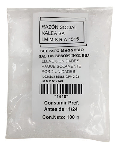 Sulfato De Magnesio O Sal Epsom Inglesa 100g Lleve 3 Pague 2 0