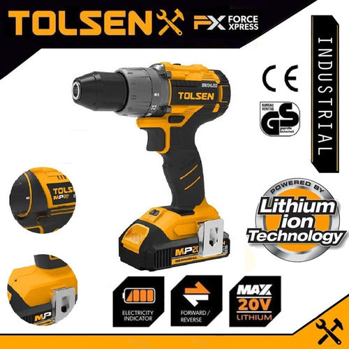 Tolsen 20V Lithium Ion Cordless Drill Driver 87252 1