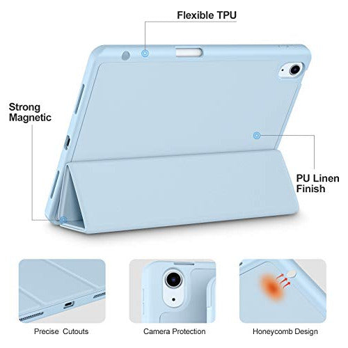 iPad Air 4 Case Akkerds Pencil Holder Light Blue 1