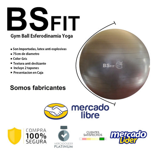 Pelota Esferodinamia De 75 Cm Fit Gym Ball Pilates Yoga Esfe 1