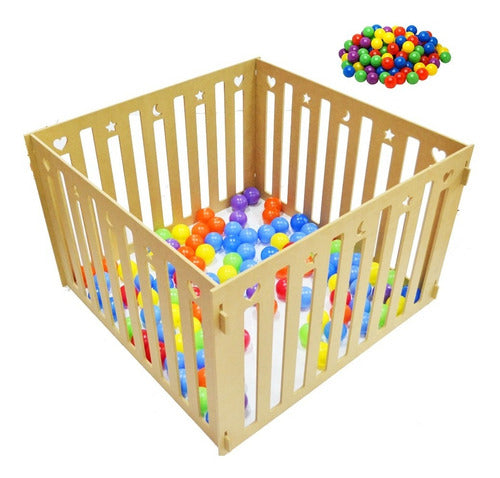 Wooden Foldable Baby Playpen Ball Pit 100x100x33cm 9