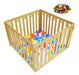Wooden Foldable Baby Playpen Ball Pit 100x100x33cm 9