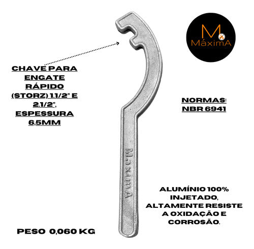 Chave Storz Dupla Predial 2.1/2 X 1.1/2 Alumínio Esguichos 1