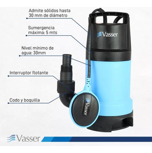 Vasser Dirty Water Drainage Pump 1hp + 10m Hose 1