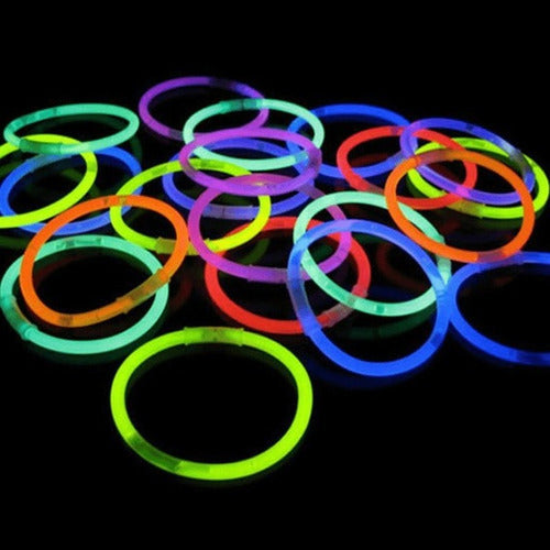 Party Store Collares Neon Quimicos Bicolor Luz Cotillon Led X25 0