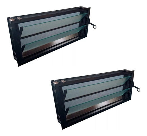 Black Aluminum Window Ventilator 60x26 with Mosquito Net and Grille x 2 0