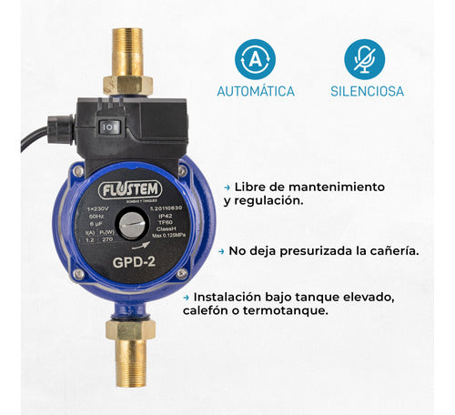 Bomba Agua Presurizadora Flustem 3 Baños Bajo Tanque Calefón 3