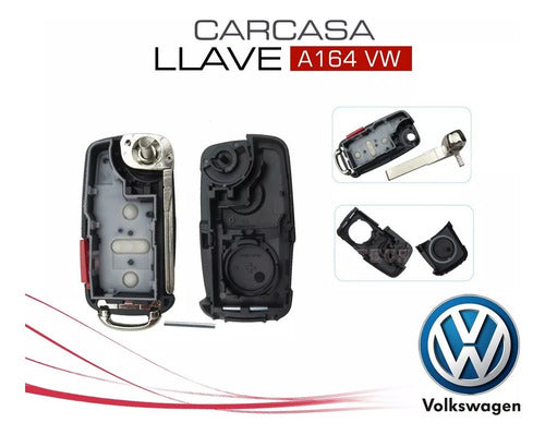 VW Carcasa Llave A164 - 5 Button Rectangular Blade 2