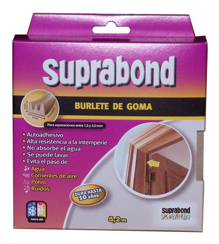 Burlete De Goma Marron Autoadhesivo Suprabond Perfil E 5.2mt 2