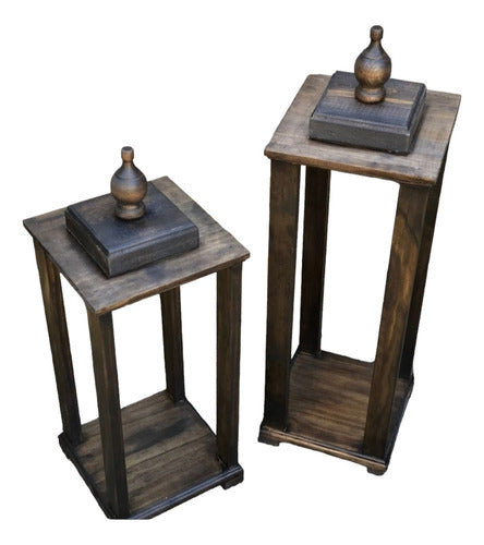 Rustic Wooden Lantern with Aromatic Candle 0
