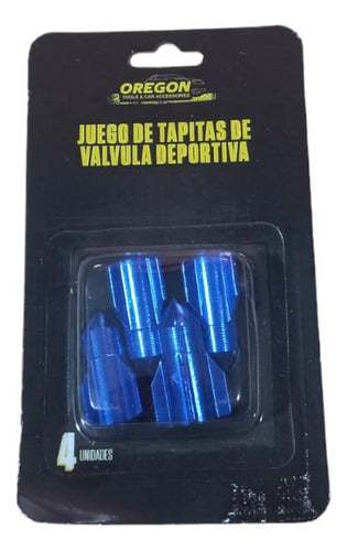 Juego De Tapitas De Valvula Tunning X4 Rocket Azules 0