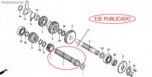Honda Eje Primario 12 T Original C 90 Econo Power Moto Sur 1