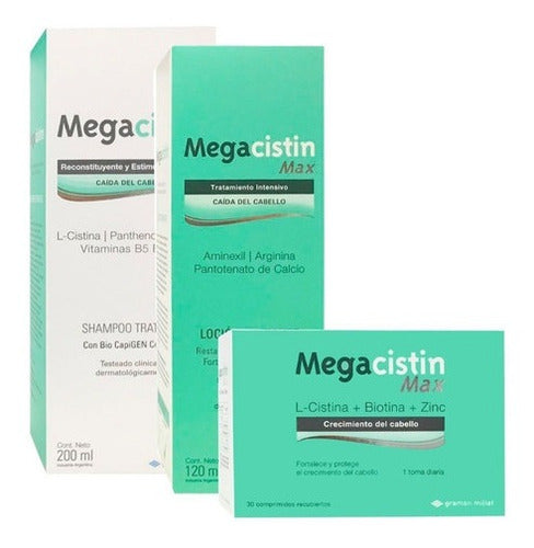 Combo Megacistin Max Lotion + 30 Tablets + Hair Treatment Shampoo 0