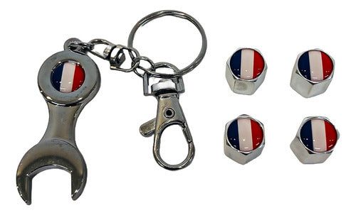 Oregon Sport Valve Cap Set - Chrome France Flag 0