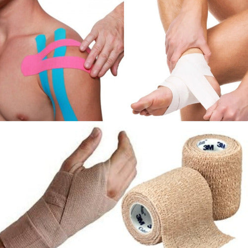 Orthopedic Sports Kit: Strapping Tape + Kinesiology Tape + Cohesive Bandage Set of 6 Rugby 3