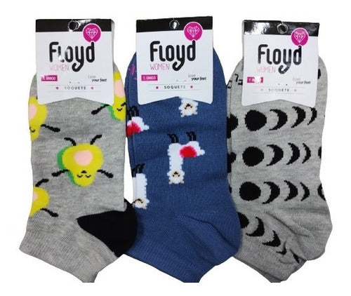 Floyd Pack X9 Printed Ankle Socks for Women Art MJ6 2