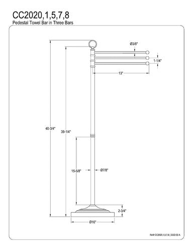 Kingston Brass CC2028 Vintage Free Standing Towel Rack, Height 2