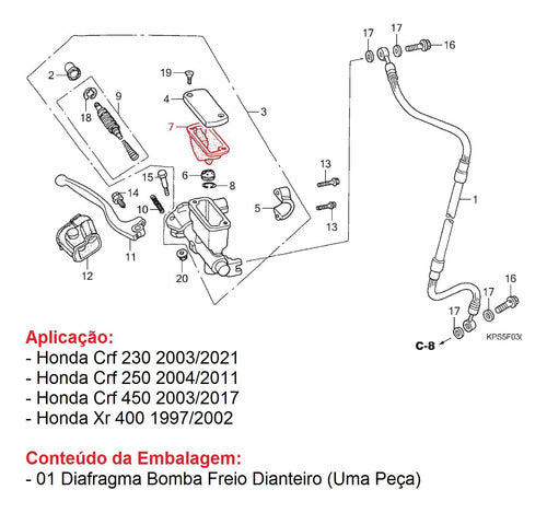 Borracha Diafragma Freio Dianteiro Crf 230 Crf 250 Crf 450 1