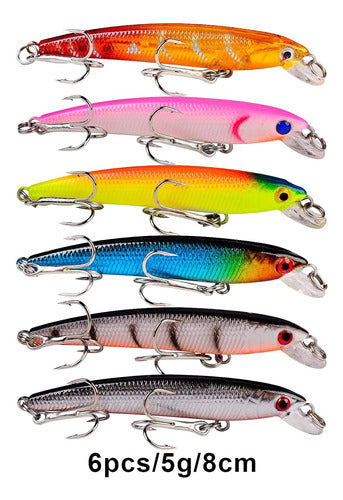 30pcs Pesca Señuelos Anzuelos Crankbaits Minnow Cebos Tackle 6