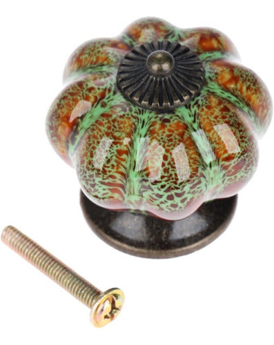 20 Tiradores Mgoodoo Ceramica Forma Calabaza Naranja/verde 0