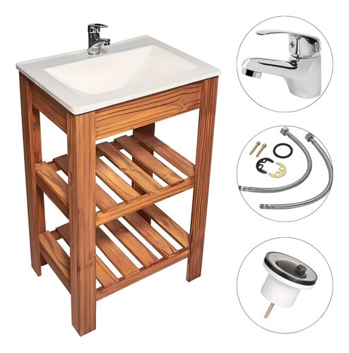 Fiting Shop Combo Vanity Unit Bathroom Pine 40cm + Faucet + Sink 0