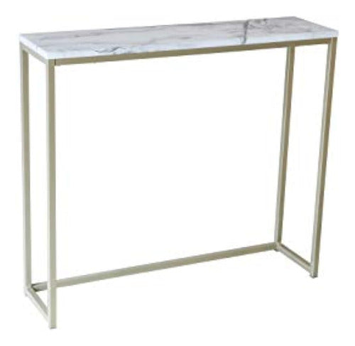 Tilly Lin Modern Accent Faux Marble Console Table, Gold Meta 4