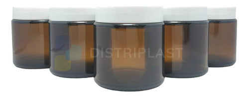 Distriplast Amber Glass Jar with Screw Lid 100cc 100ml Pack of 100 1