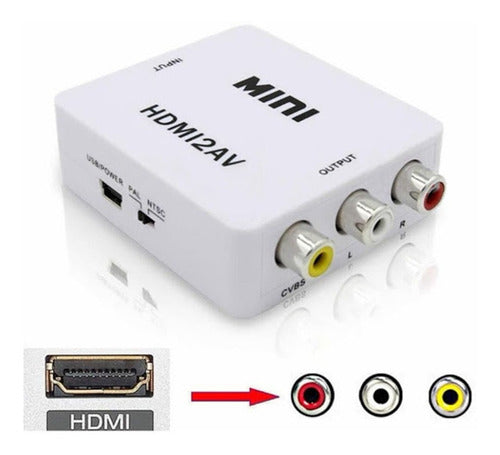 Conversor Interfaz Hdmi A 3 Rca Av 1080p 1