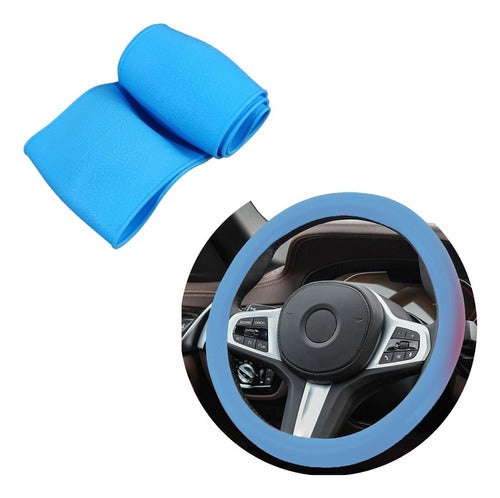 Silicone Steering Wheel Cover + Key Fob Case - Honda City Civic Blue 3