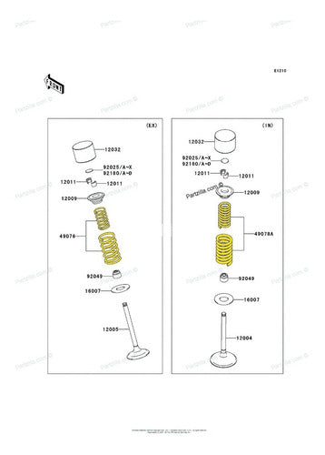 Kawasaki 2 Escape Valve Springs Original KXF 450 06-18 - Powertech Motos 6