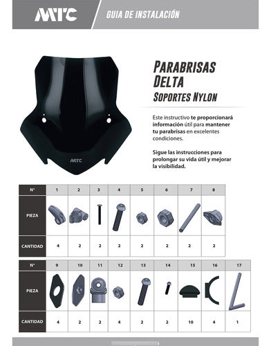 Parabrisa Delta Con Soporte Negro Yamaha Xtz 250 Mtc 2