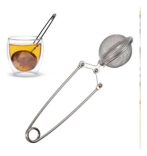 Kit 5 Infusor De Chá Ou Café Aço Inox Tipo Pinça Peneira 0