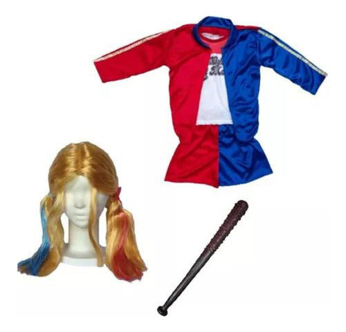 Norm Harley Quinn Complete Costume + Bat + Joker Wig 0