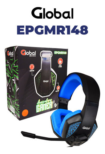 Global Electronics Stereo Gaming Headset with Microphone and Lights EPGMR148 Blue 1