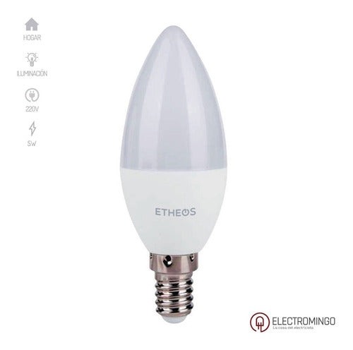 LED Candle Light Bulb E14 5W Ideal for Chandeliers Etheos Pack of 10 5