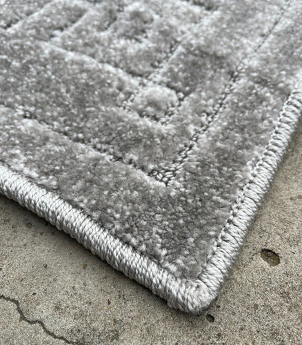 Modern Textured Gray Rug with Greek Border 50x100cm by Kreatex 2