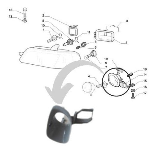 Left Auxiliary Headlight Frame Primer New Palio 01-04 Fiat Original 1