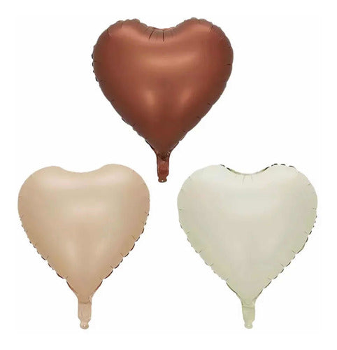 10 Globos Corazones Mate Color Retro Nude Crema Marron 1