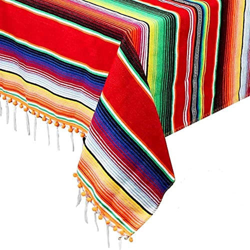 Aerwo Mantel De Manta Mexicana Serape, Mantel De Fiesta Mejo 0