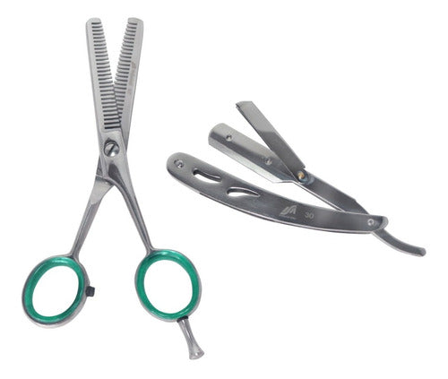 ISA Scissors for Thinning 5.5 Model 99 + Stainless Steel Razor 0