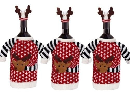 3 Botella Vino Set Cubrirnos Bolsa Navidad Santa Mesa Decora 0