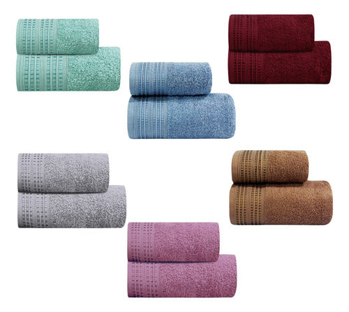 Set of Towel and Bath Sheet Palette Urban 100% Cotton x 2 Units 0