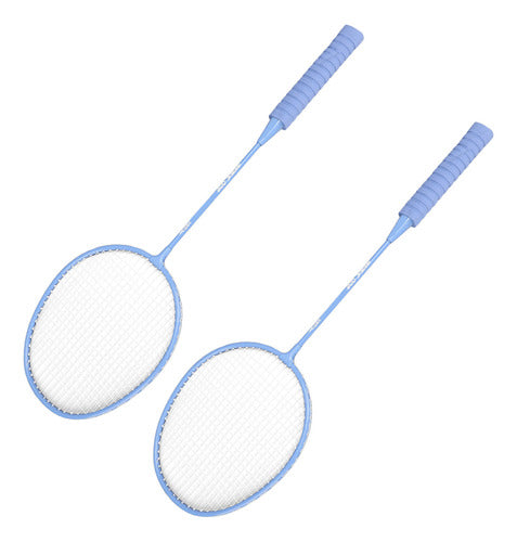 Conjunto De Raquetes De Badminton Azul Com Alça De Esponja D 0