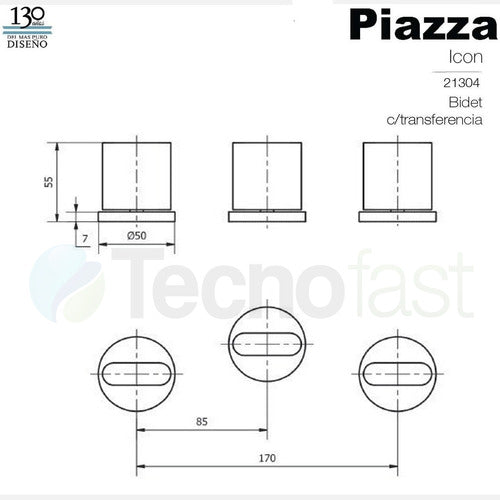 Piazza Grifería Bidet Icon 21304 Cierre Cerámico Doble Comando 5