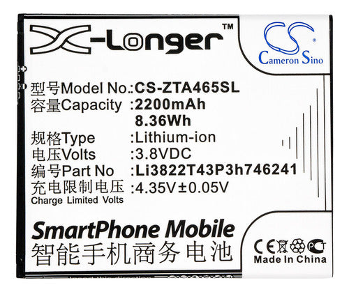 Cameron Sino Batería Para Bgh Joy A465 Zta465sl 2200mah 3.8v 0