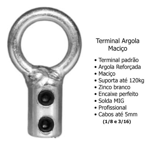 Kit 04 Terminal Argola Cabo Aço Aparelho Academia Musculação 1