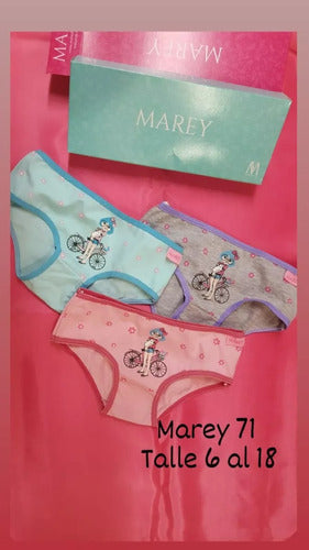 Pack of 3 Marey Cotton Girls' Culotte Panties 71 Bike 3