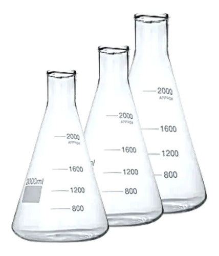 Kit Erlenmeyer 2000ml 3000ml E 5000ml Boca Estreita Graduado 0